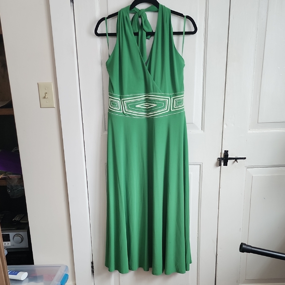 White House Black Market Green Midi Dress